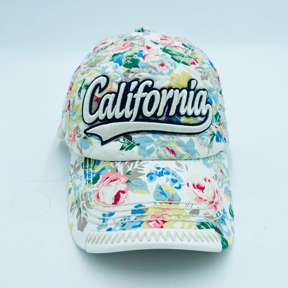 ROBIN RUTH Floral Quilted White Pastel Colors California Baseball Hat - Picture 1 of 6